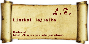 Liszkai Hajnalka névjegykártya